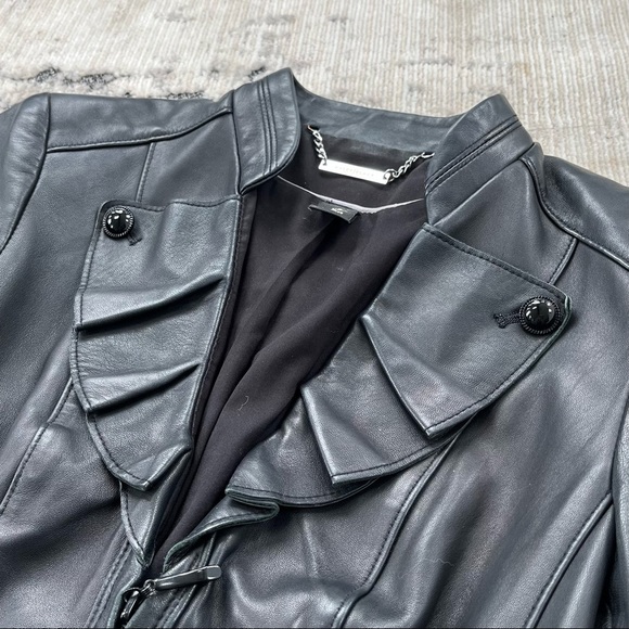 💔 SOLD 💔 White House Black Market Black Leather Peplum Jacket - Picture 9 of 13